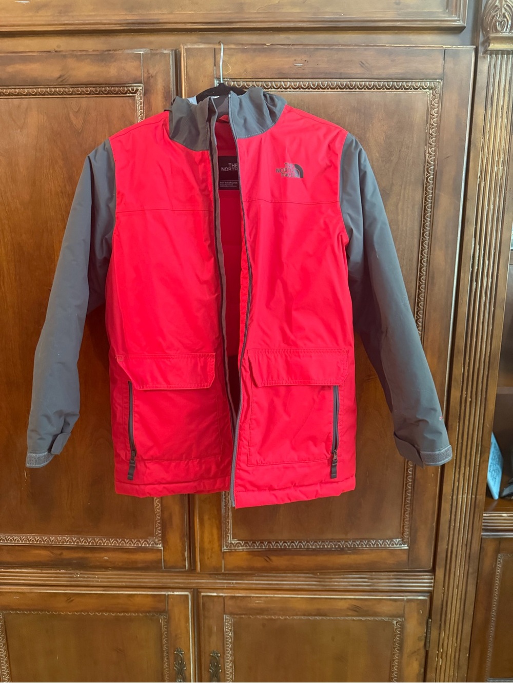 The North Face Kids Red Jacket with Gray Sleeves